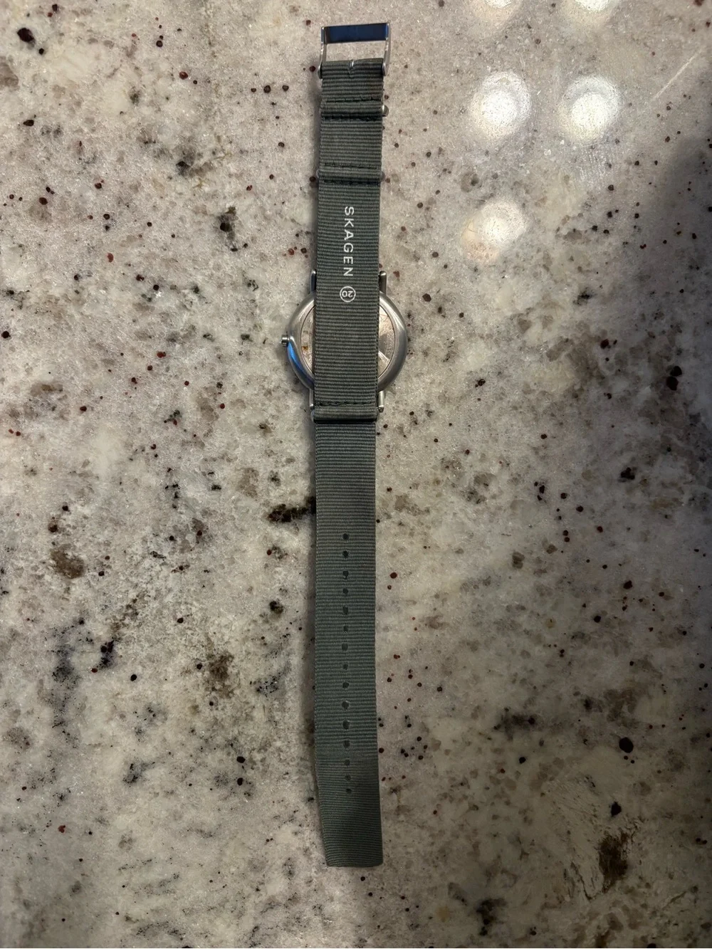 Skagen Silver Case Watch with Olive Green Nylon Strap